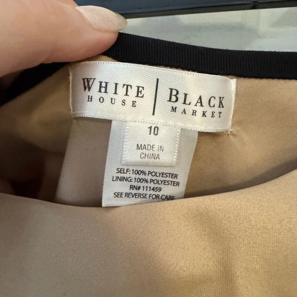 White House Black Market Tan and Black Midi Skirt size 10